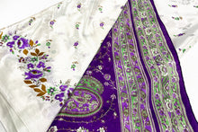 Load image into Gallery viewer, Misty White Printed Silk Sari
