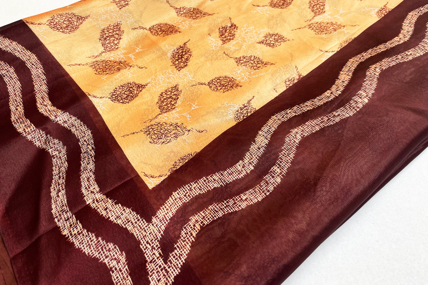 Floral Peach Silk Sari