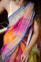 Load image into Gallery viewer, Fusion Orange Bandhani Sari
