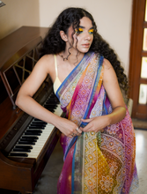 Load image into Gallery viewer, Fusion Orange Bandhani Sari
